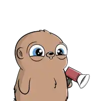 a cartoon sloth is holding a megaphone with the words say it louder above it