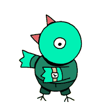 jared d weiss sticker greenish bird cute times up