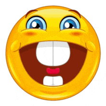 a yellow smiley face with a big smile and a missing tooth
