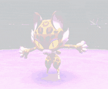 a cartoon leopard is standing on a purple surface with its paws outstretched