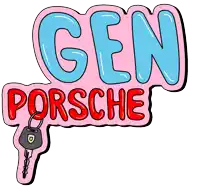 a sign that says gen porsche with a key