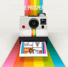 a poster for the online prosperity show shows a polaroid camera