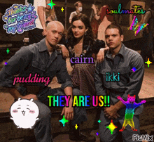 a group of people sitting next to each other with the words " they are us " on the bottom