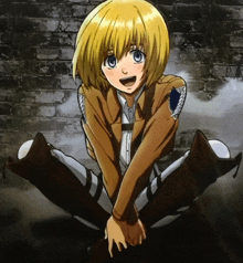 a drawing of a girl with blonde hair and blue eyes