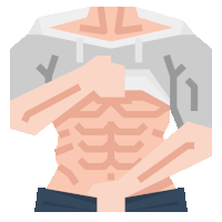 a cartoon illustration of a man 's torso with the number 77 on it
