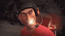 a cartoon character is shooting a red light at another character