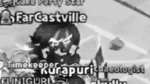 a black and white photo of a person with the name farcastville on the bottom