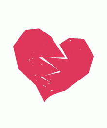 a broken red heart is surrounded by smaller pieces of red on a white background