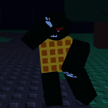 a black cartoon character with a paw print on his arm