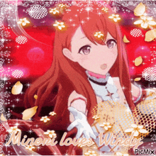 a picture of a girl with red hair and the words minoru loves windy