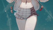 a drawing of a girl in a plaid skirt and jacket