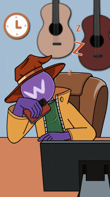 a cartoon of a person sleeping in front of a computer screen