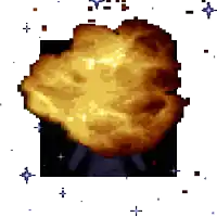 a pixel art illustration of a large explosion