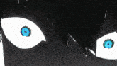 a close up of a person 's eyes with a blue pupil