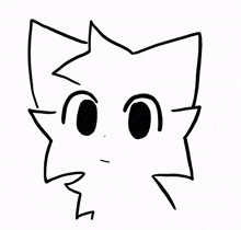 a black and white drawing of a cat 's face with a question mark