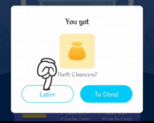 a screenshot of a game that says you got theft chance x2
