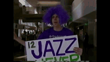 Timothy Mc Gaffin Ii Crazy Utah Jazz Fan GIF - Timothy Mc Gaffin Ii Crazy Utah Jazz Fan Purple Hair GIFs