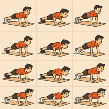 a cartoon drawing of a man doing push ups