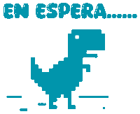 a blue t-rex with the words en espera behind it