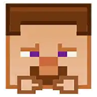 a pixel art of a man with a mustache and purple eyes