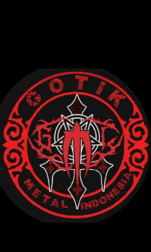 a red and black logo that says gotik metal indonesia on it