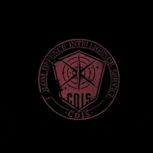 a red shield with a target inside of a circle on a black background with the words `` cdis '' written on it .