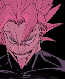 a drawing of a person with pink hair has the word kuro xoxo on the bottom