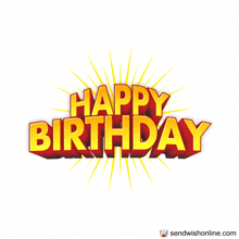 a red and yellow happy birthday greeting card