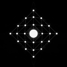 a black and white drawing of a circle with lines around it