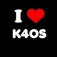 a sign that says i love kaos with a red heart