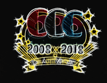 a logo that says ccc 2008 x 2018 on a black background