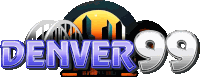 a logo for denver 99 shows a bridge and buildings