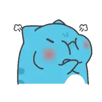 a cartoon of a blue cat with steam coming out of its nose and mouth
