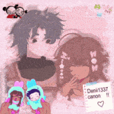 a drawing of a girl and a boy with danii1337 canon written on a piece of paper