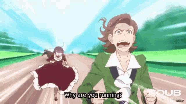 Joeschmos Gears and Grounds Omake Gif Anime  Sansha Sanyou  Episode 12  END  Three Girls Run