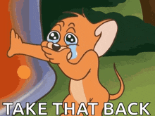 jerry from tom and jerry crying with the words take that back below him