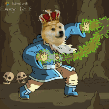 a doge wearing a crown is in a cartoon with easy gif written on the bottom