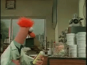 Meme of Beaker in the lab freaking out
