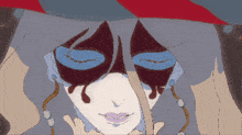 a drawing of a woman 's face with tears running down her face