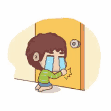 animated boy cry knock