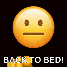 a yellow smiley face is pointing at the word back to bed