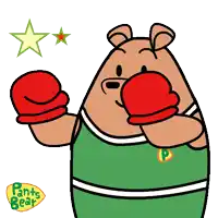 a cartoon of a bear wearing boxing gloves with pants bear written on the bottom