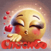 a smiley face is blowing a kiss with the word спасибо written below it