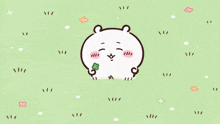 a cartoon drawing of a bear eating a clover