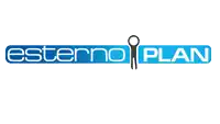 a logo for esterno plan with a scissor and a key