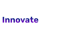 a logo that says innovate with intelligence in blue and purple