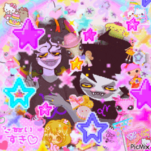 a collage of cartoon characters including one that says " i love you "