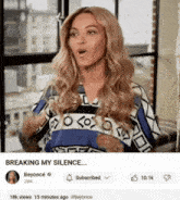 a picture of a woman with the caption breaking my silence by beyonce