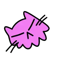 a cartoon drawing of a cat with flames coming out of its eyes