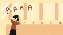 a pixel art drawing of a person in a bathroom